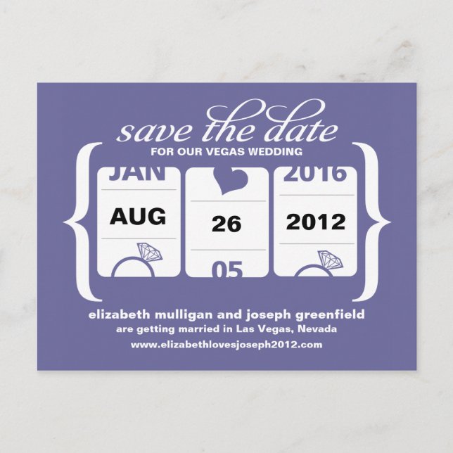 Slot Machine Save the Date - Wedding Announcement Postcard (Front)