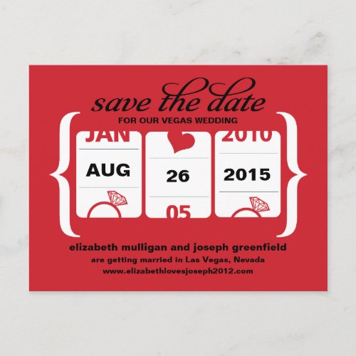 Slot Machine Save the Date _ Wedding Announcement Postcard