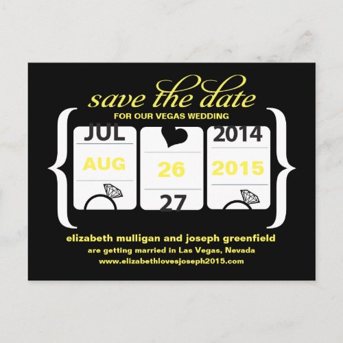 Slot Machine Save the Date _ Wedding Announcement Postcard