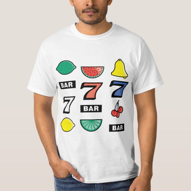 Slot Machine Slots Fruits - Play To Win Charms T-Shirt (Front)