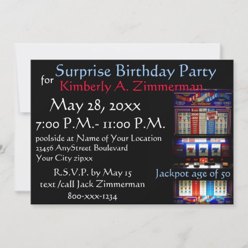 Slot Machine Surprise Birthday Party Invitation