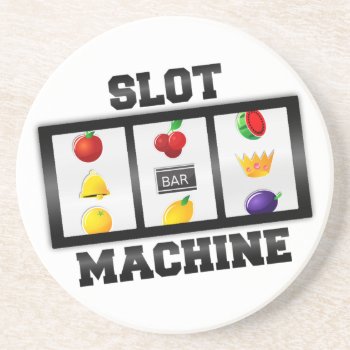Slot Machine Tilted Icon Drink Coaster by LasVegasIcons at Zazzle
