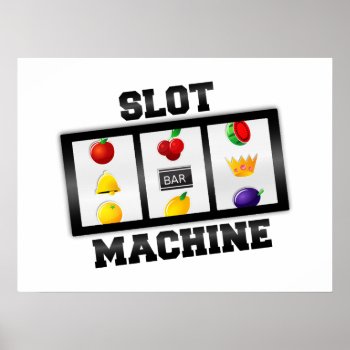 Slot Machine Tilted Icon Poster by LasVegasIcons at Zazzle