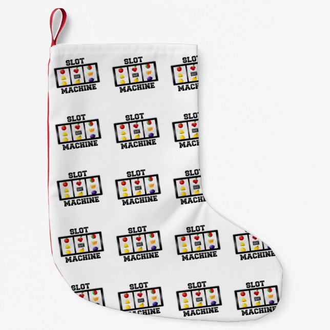 Slot Machine Tilted Icon Small Christmas Stocking (Front)