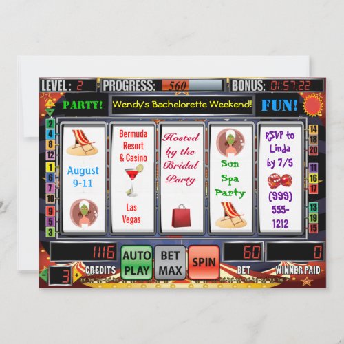 Slot Machine Vegas Bachelorette Weekend Invites