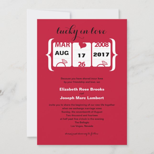 Slot Machine Wedding Invitation (Front)