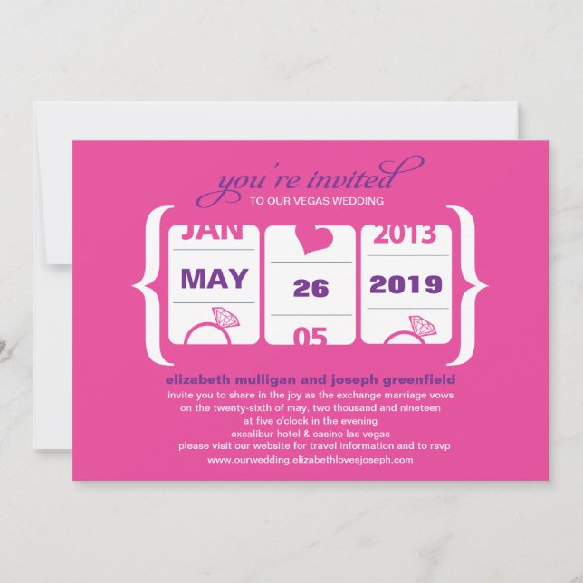 Slot Machine Wedding Invitation (Front)