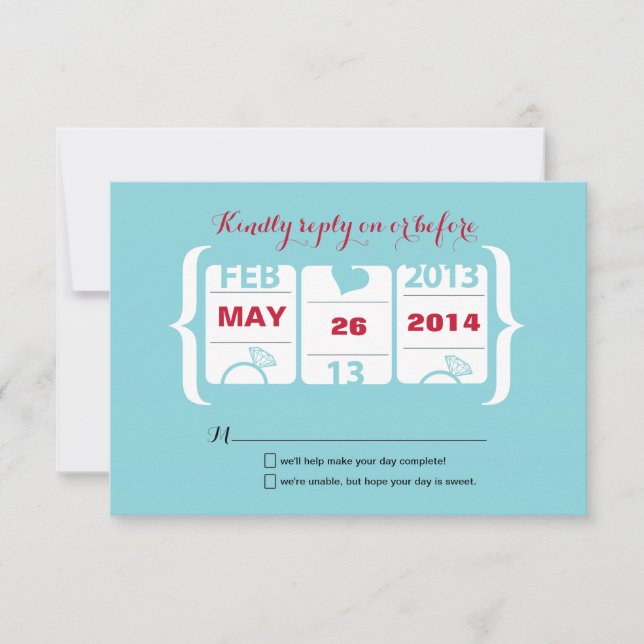 Slot Machine Wedding RSVP Card (Front)