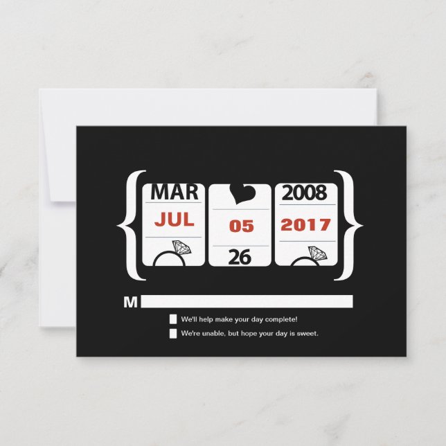 Slot Machine Wedding RSVP Card (Front)