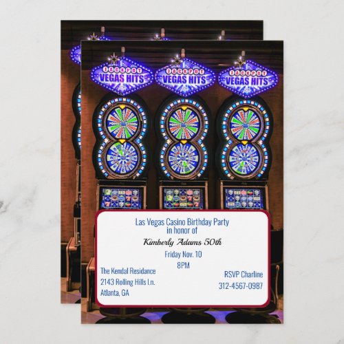 Slot Machines Casino Themed Birthday Party  Invitation
