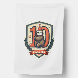 Sloth 10th Birthday Vintage Sunset Shirt 2 House Flag