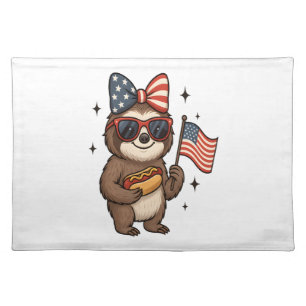 Sloth 4th July Cloth Placemat