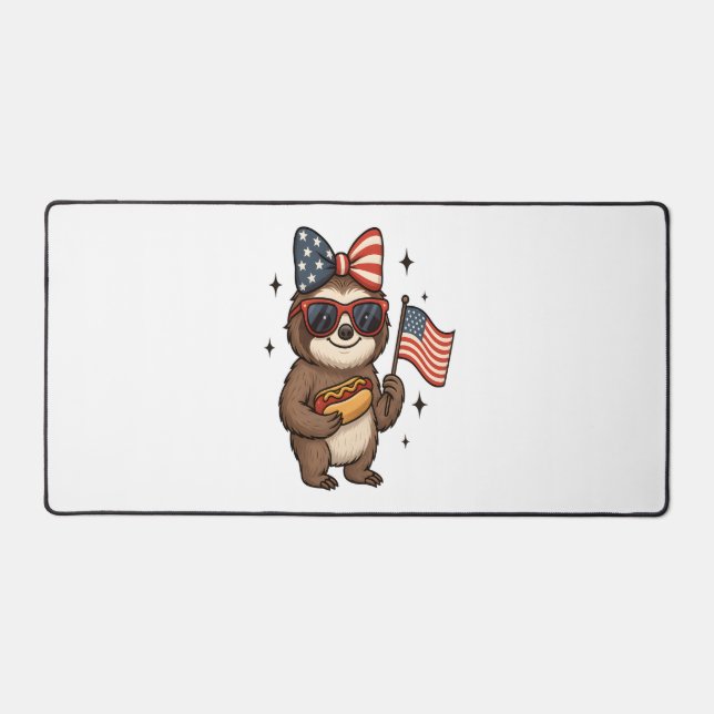 Sloth 4th July Desk Mat (Front)