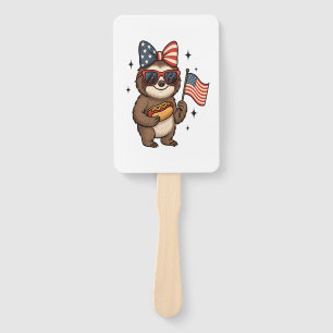 Sloth 4th July Hand Fan