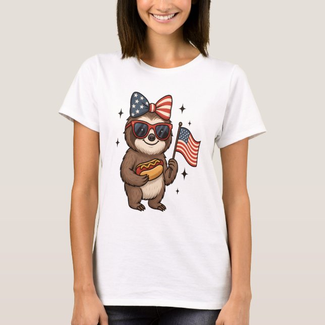 Sloth 4th July T-Shirt (Front)