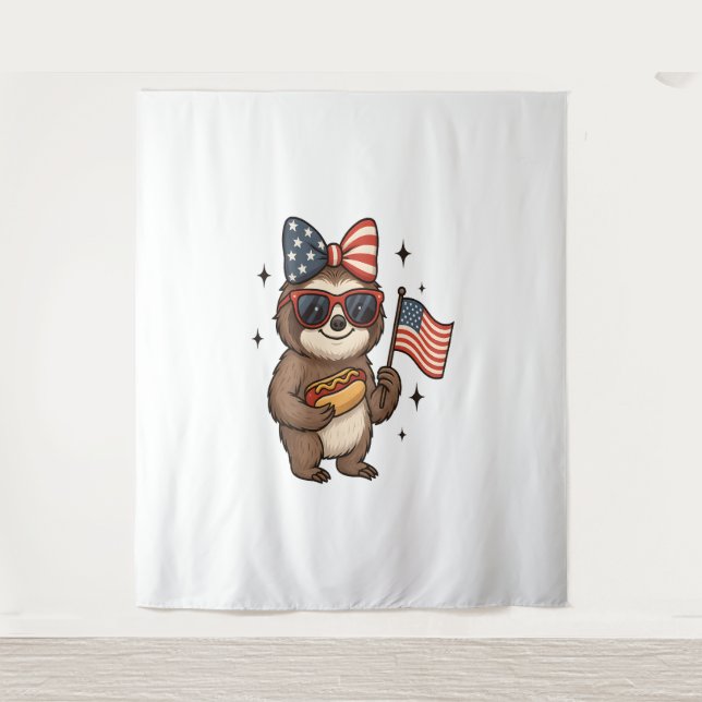 Sloth 4th July Tapestry (Front)