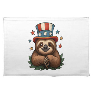 Sloth 4th of July Cloth Placemat