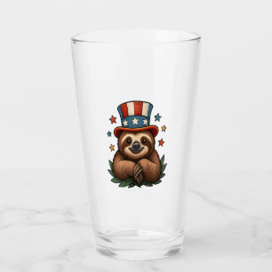 Sloth 4th of July Glass
