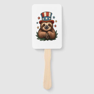 Sloth 4th of July Hand Fan