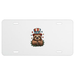 Sloth 4th of July License Plate