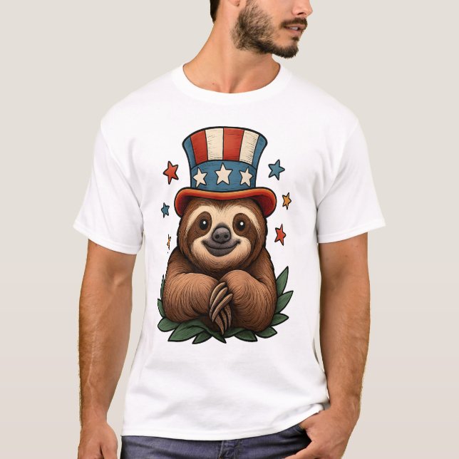 Sloth 4th of July T-Shirt (Front)