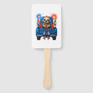 Sloth 4th of July Usa Hand Fan