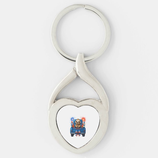 Sloth 4th of July Usa Keychain (Front)