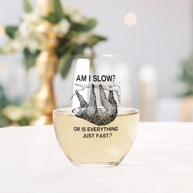 Sloth am I slow? Stemless Wine Glass (Insitu (Wedding))