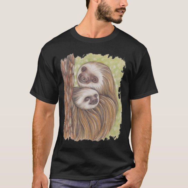 Sloth and Baby Black T-Shirt (Front)