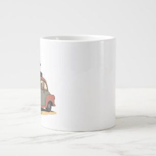 Sloth and Bunny Cartoon Road Trip Adventure Giant Coffee Mug