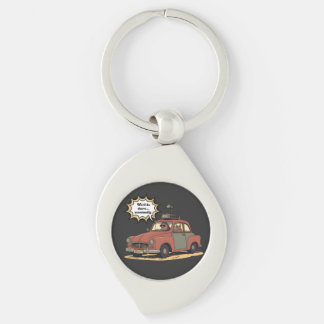 Sloth and Bunny Cartoon Road Trip Adventure Keychain