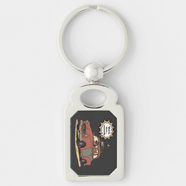 Sloth and Bunny Cartoon Road Trip Adventure Keychain (Front)