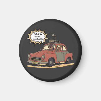 Sloth and Bunny Cartoon Road Trip Adventure Magnet