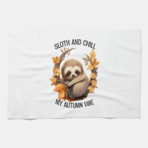 Sloth and Chill My Autumn Vibe Kitchen Towel