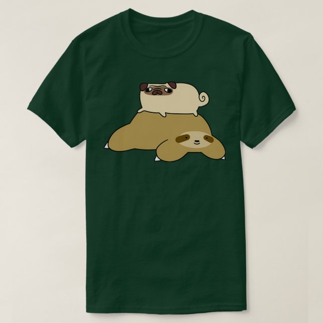Sloth and Little Pug T-Shirt (Design Front)