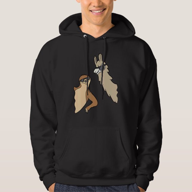 Sloth And Llama With Sunglasses Love Sloths And Al Hoodie (Front)