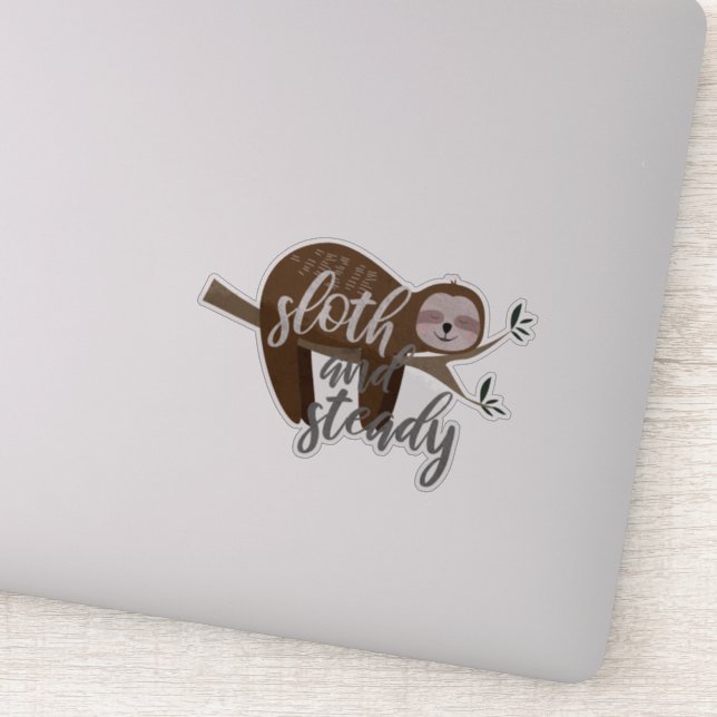 Sloth and Steady Custom-Cut Vinyl Sticker (Detail)