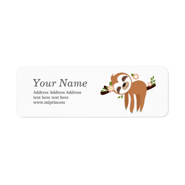 sloth animal label (Front)