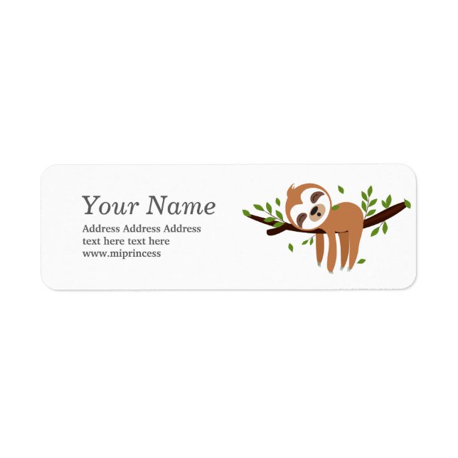 sloth animal label (Front)