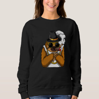 Sloth animal smokes cigarettes style a hip hop tha sweatshirt