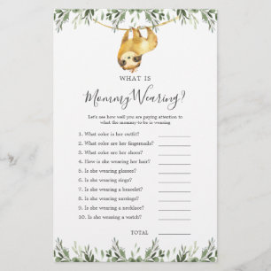 Sloth Animals Baby Shower What is Mommy Wearing