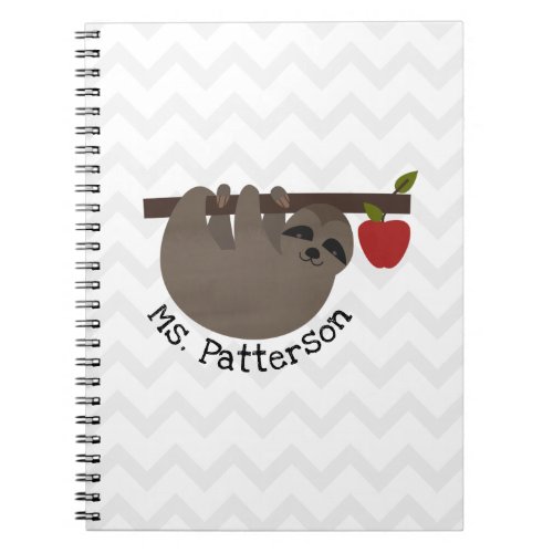 Sloth Apple Tree Chevron Teacher Notebook