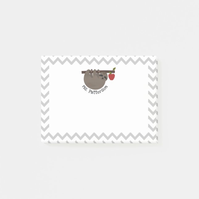 Sloth Apple Tree Chevron Teacher Post-it® Notes (Front)