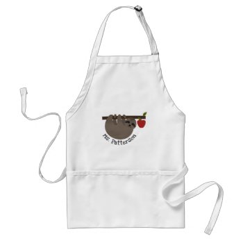 Sloth Apple Tree Teacher Adult Apron by thepinkschoolhouse at Zazzle