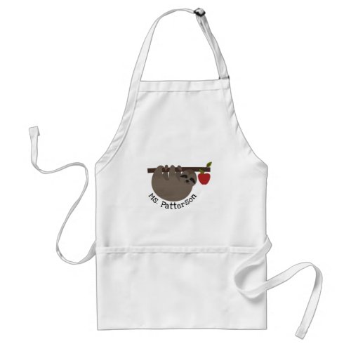 Sloth Apple Tree Teacher Adult Apron