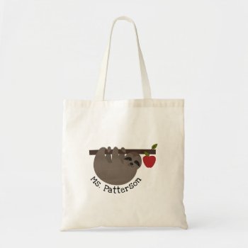 Sloth Apple Tree Teacher Bag by thepinkschoolhouse at Zazzle