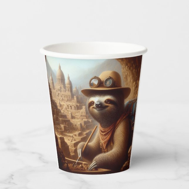 Sloth Archeologist Paper Cups (Front)