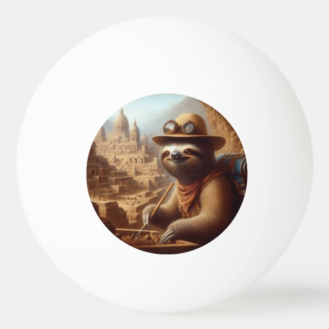 Sloth Archeologist Ping Pong Ball (Front)