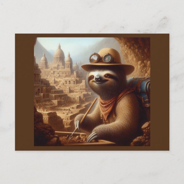 Sloth Archeologist Postcard (Front)
