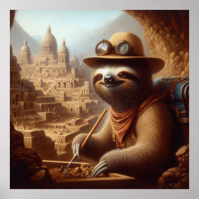 Sloth Archeologist Poster (Front)